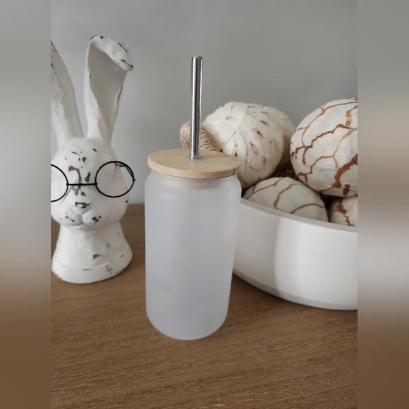 Frosted Custom Glass Tumbler with Straw "In My Tired Mom Era" - Picture 4 of 4